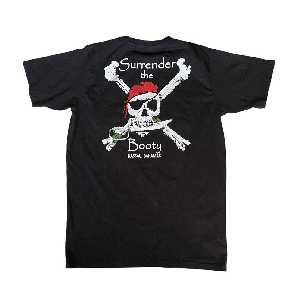 I Bahamas Mens S Pirates Surrender the Booty Black Cotton Tshirt Nassau Souvenir - Picture 7 of 7